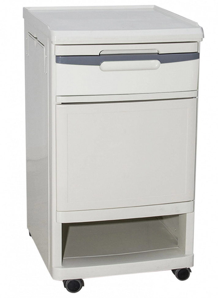 Тумба прикроватная МЕТ TL-230 пластиковая с выдвижным столиком, на колесах, цвет белый